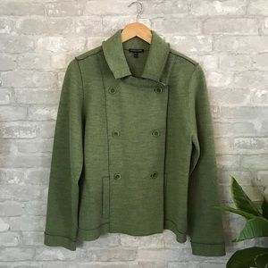 Eileen Fisher green merino wool jacket